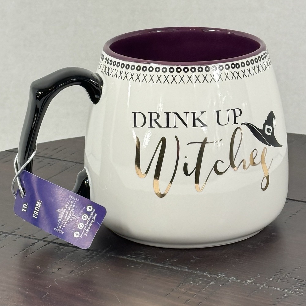 Drink Up Witches Coffee Cup Mug Witchcraft Skulls Poison‎ Halloween Potion Brew